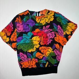 Vintage 1980’s Abstract Floral Pullover Blouse Top